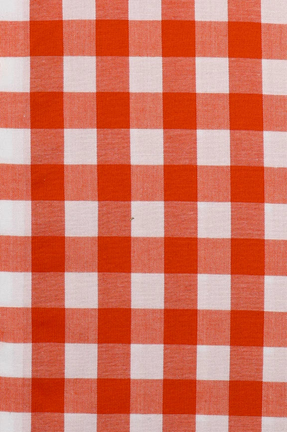 Orange Gingham Check Casual Shirt - Image 4