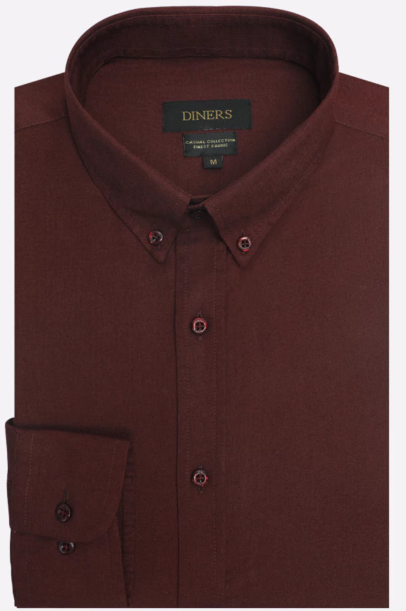 Maroon Self Textured Casual Shirt