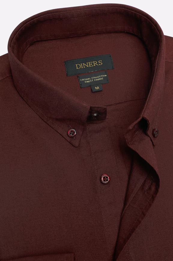 Maroon Self Textured Casual Shirt - Image 2