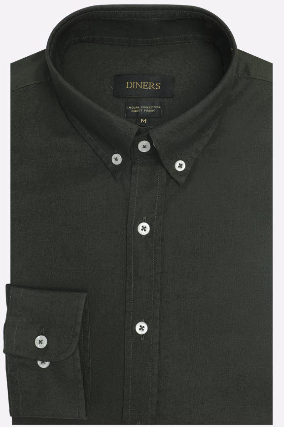 Olive Self Textured Casual Shirt