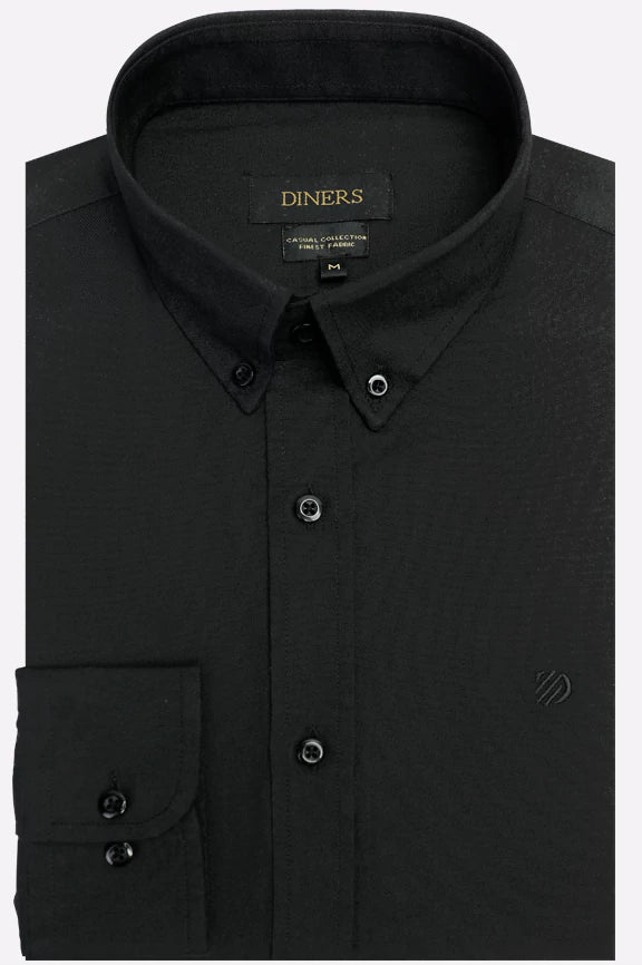 Black Self Textured Casual Shirt