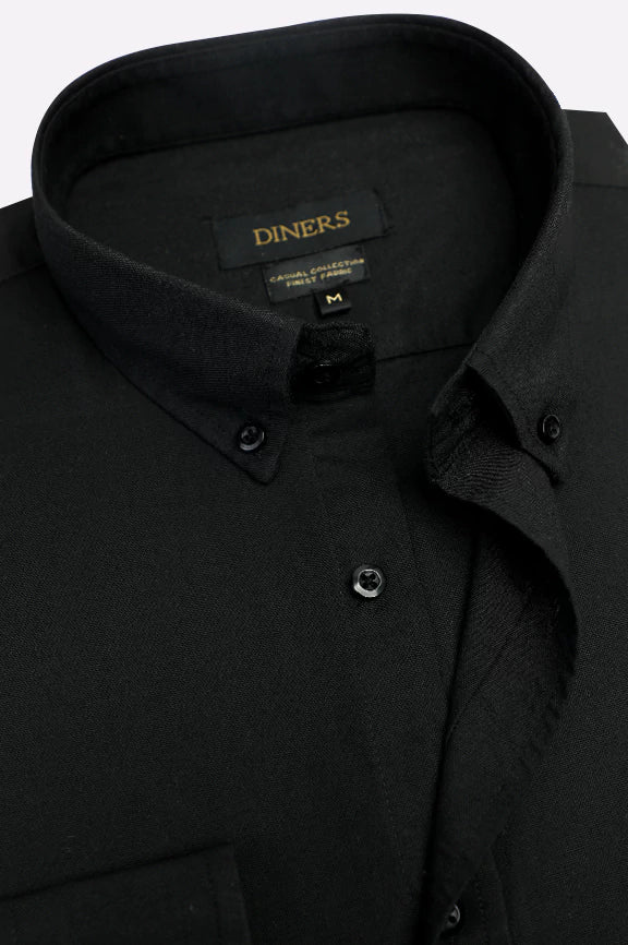 Black Self Textured Casual Shirt - Image 2