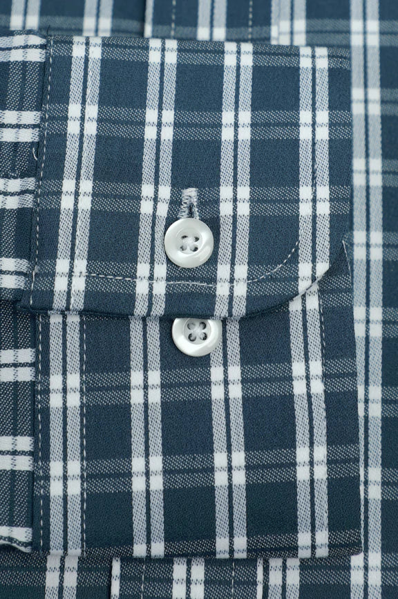Blue Tattersall Check Casual Shirt - Image 3