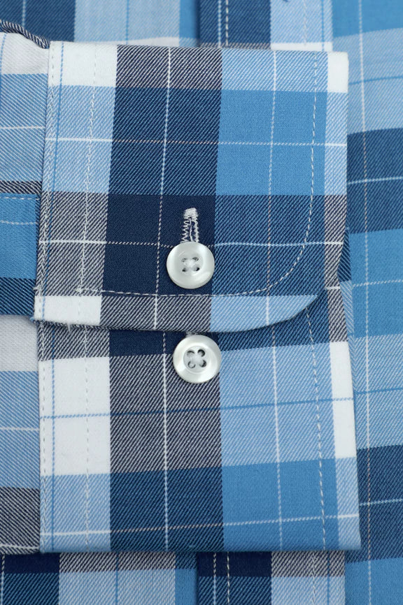 Blue Tattersall Check Casual Shirt - Image 3