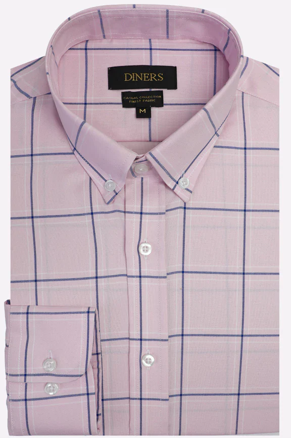 Pink Windowpane Check Casual Shirt