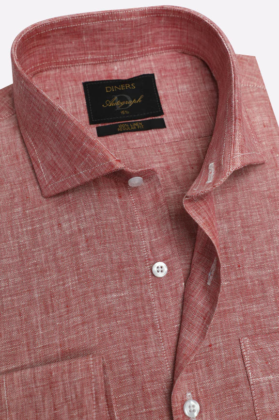 Red Formal Autograph Linen Shirt - Image 2