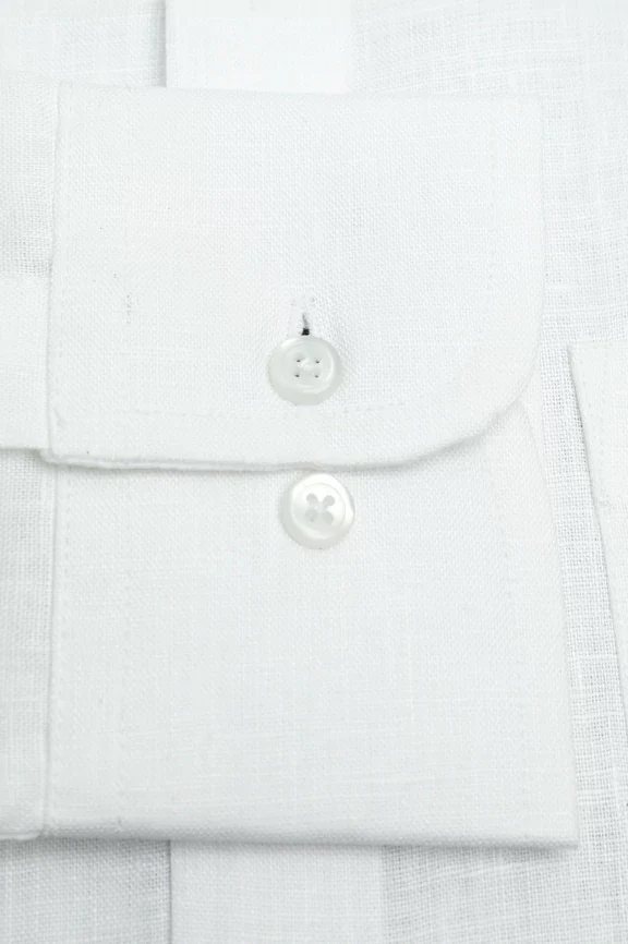White Formal Autograph Linen Shirt - Image 3