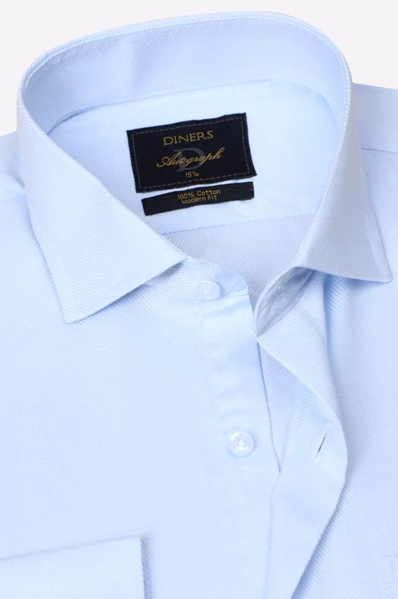 Sky Blue Dobby Self Formal Autograph Shirt - Image 2