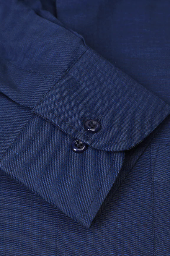 Blue Self Textured Formal Autograph Shirt - Image 3