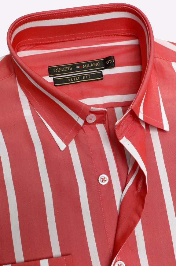 Red Striped Casual Shirt - Image 2