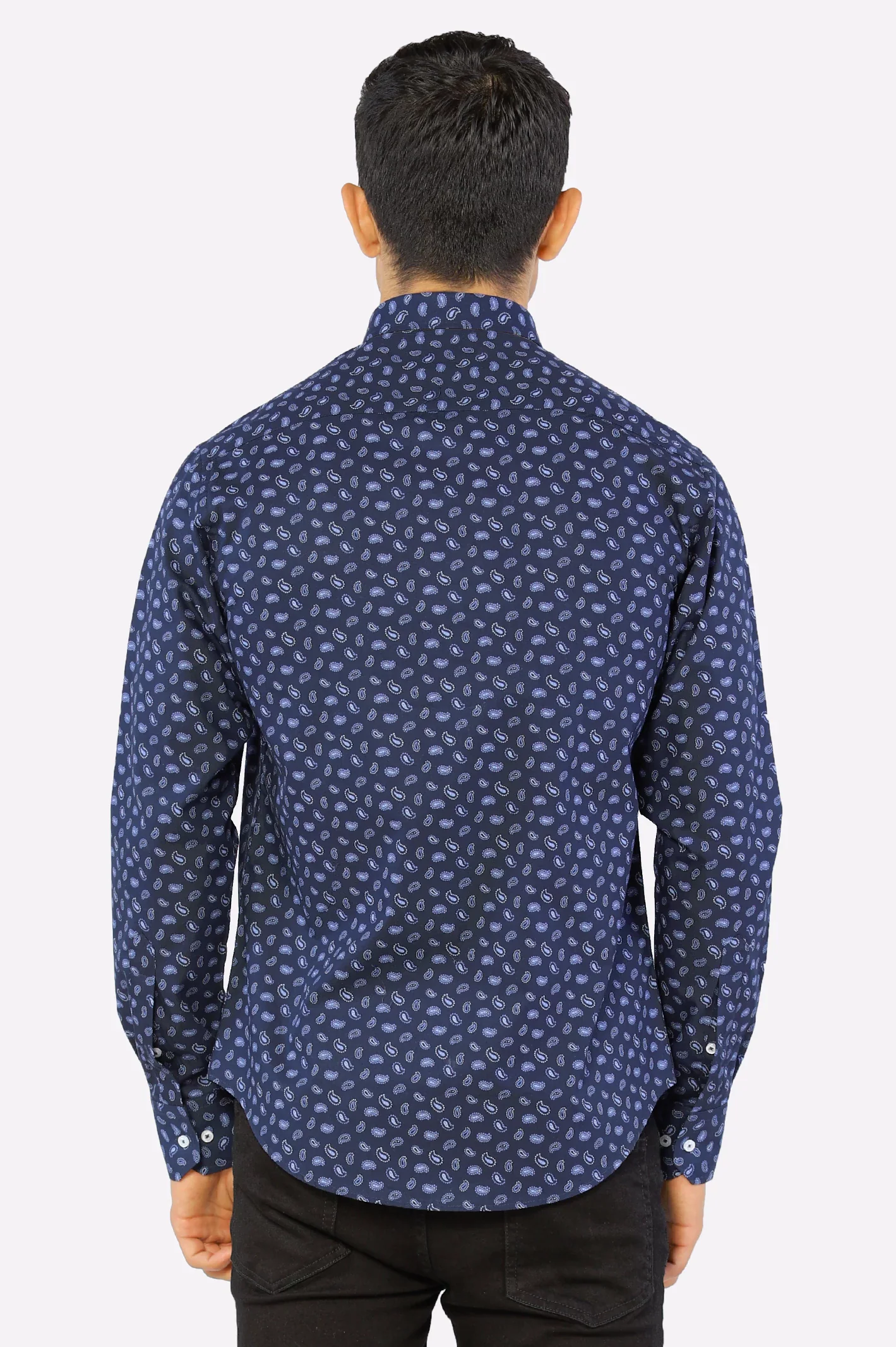 Blue Paisley Printed Casual Shirt - Image 3