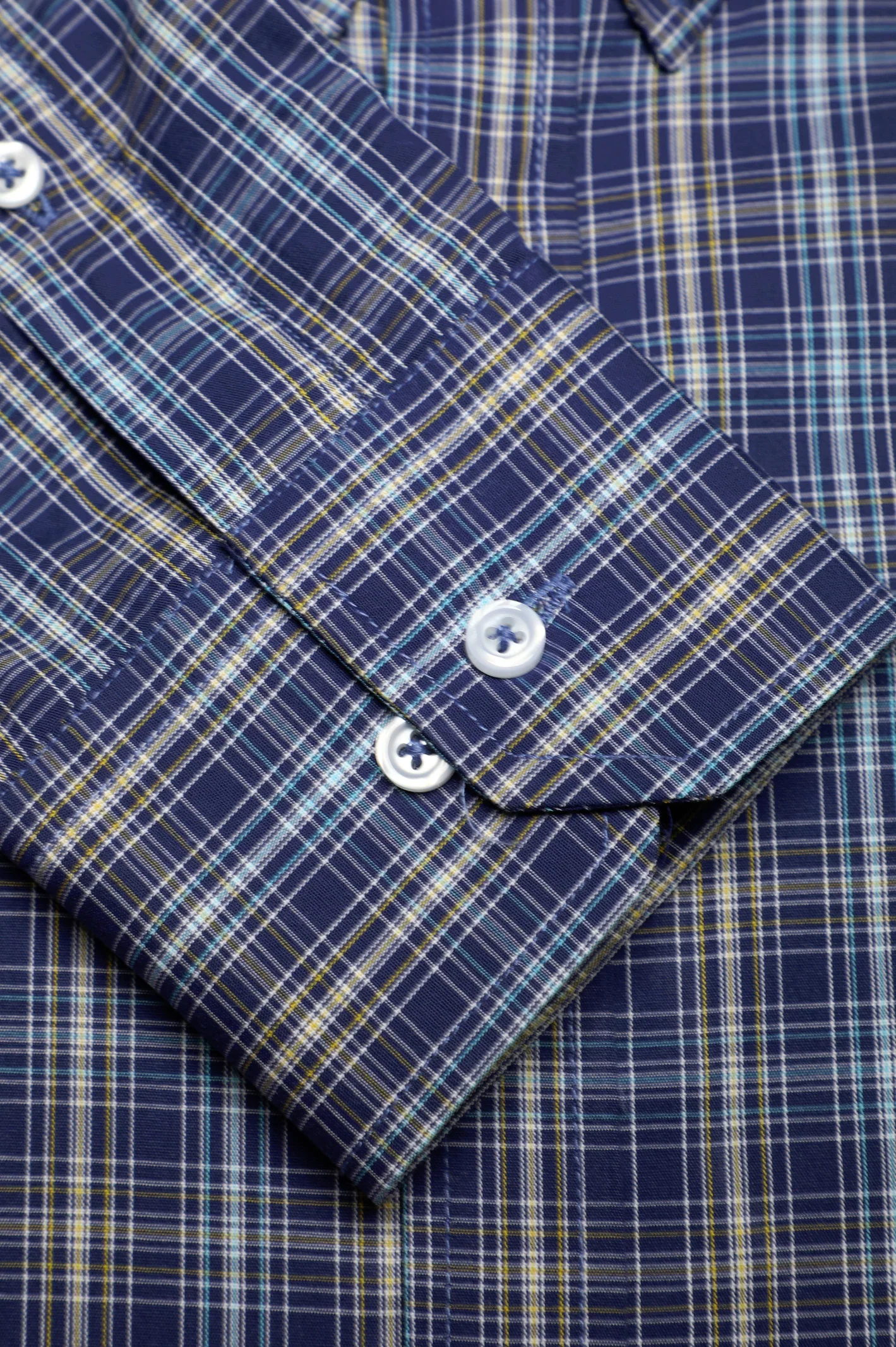 Blue Glen Plaid Check Casual Shirt - Image 3