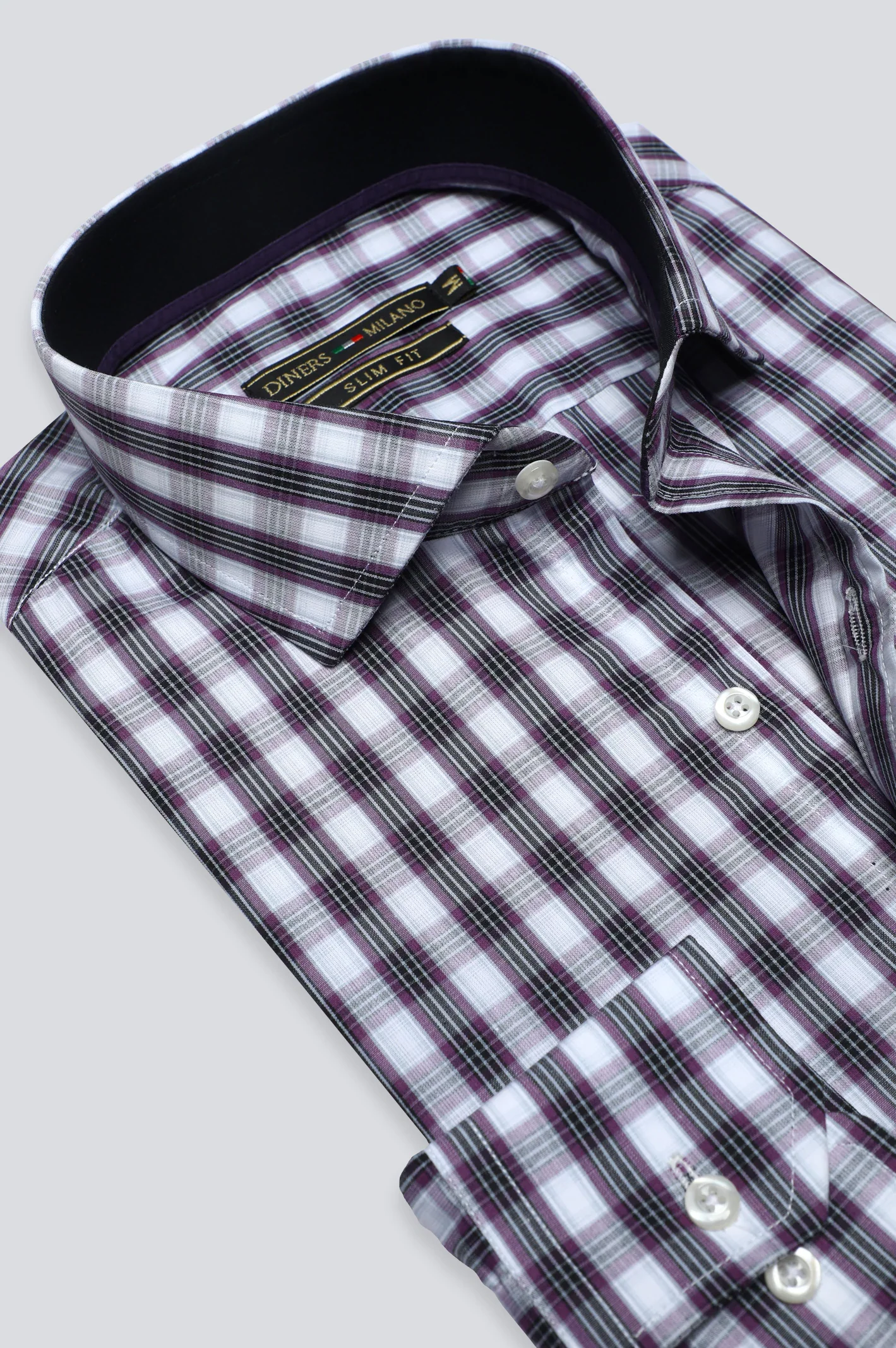 Purple Glen Plaid Check Casual Shirt - Image 2