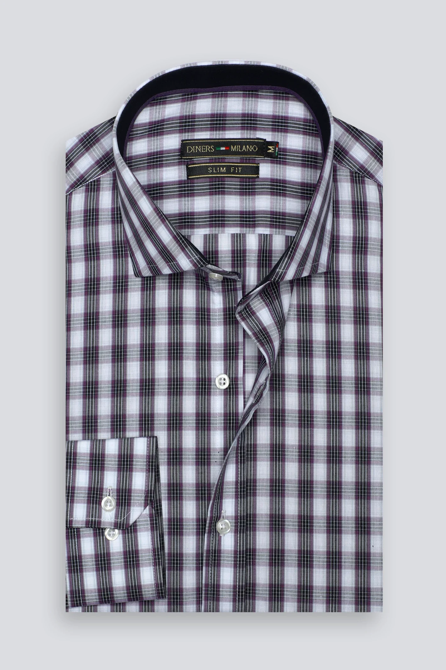 Purple Glen Plaid Check Casual Shirt - Image 4