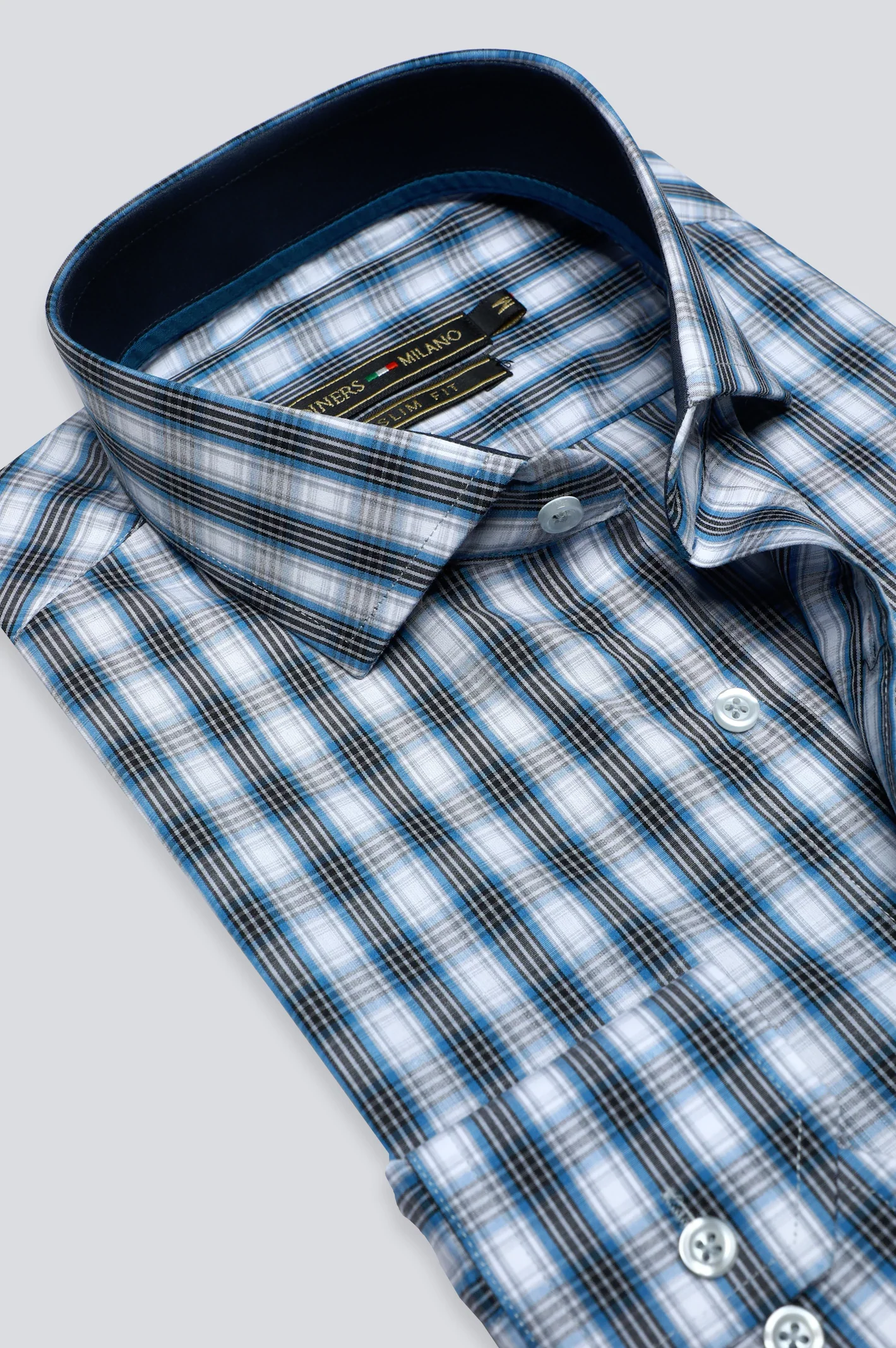 Blue Glen Plaid Check Casual Shirt - Image 2