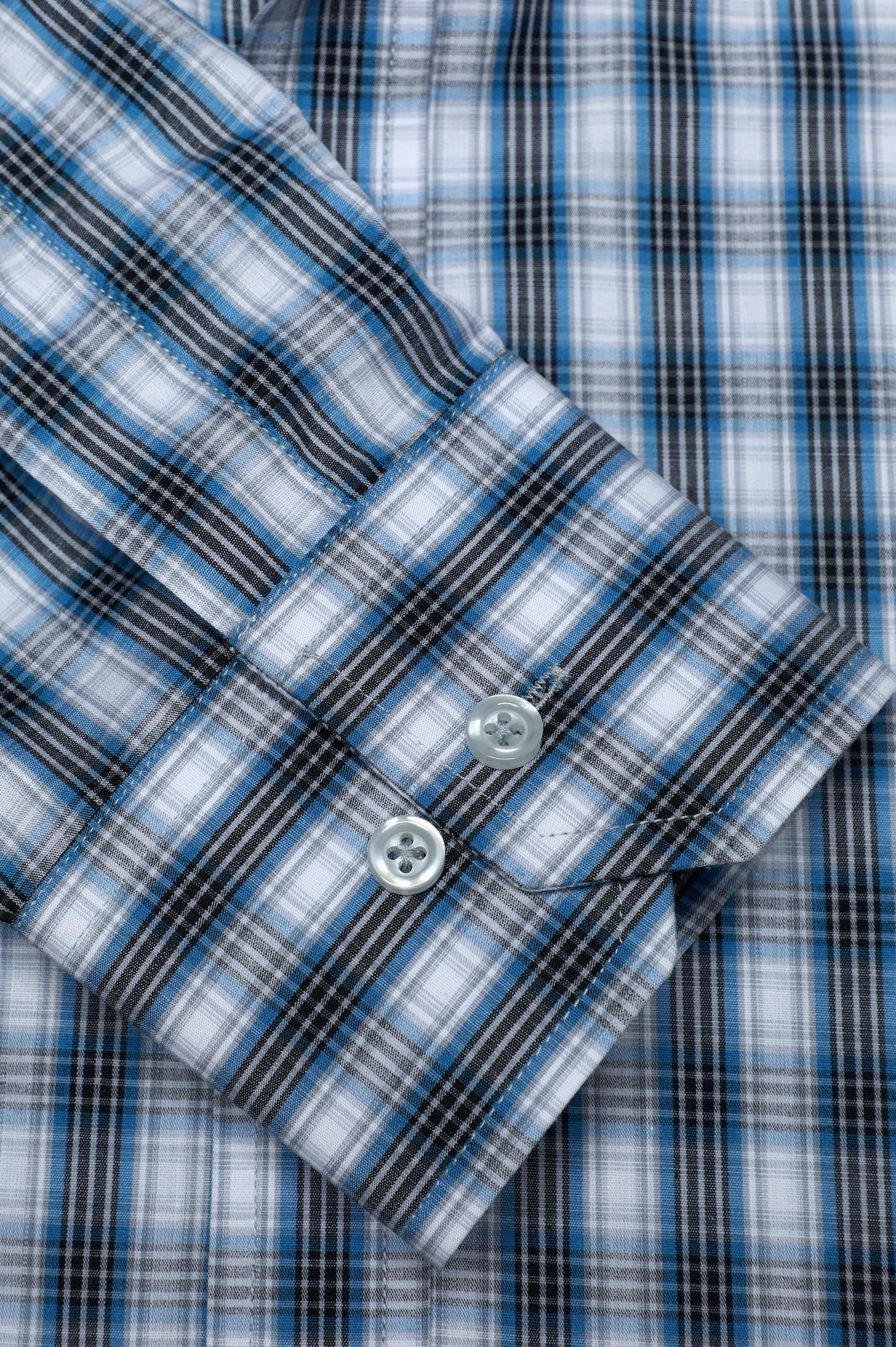 Blue Glen Plaid Check Casual Shirt - Image 3