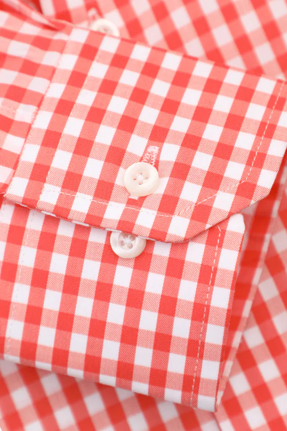 Peach Gingham Check Casual Shirt - Image 3