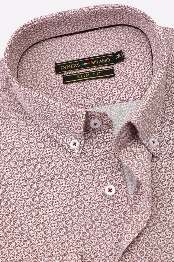 Maroon Printed Casual Shirt - Image 2