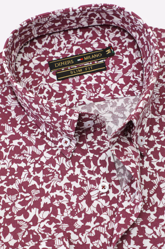 Purple Printed Casual Shirt - Image 2