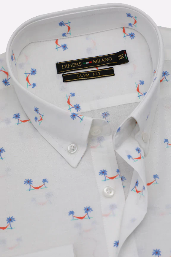 White Printed Casual Shirt - Image 2