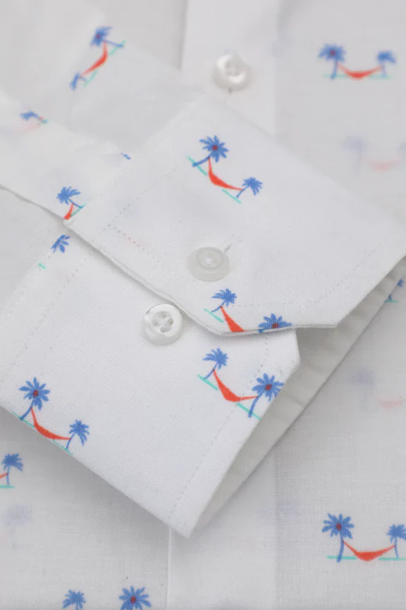 White Printed Casual Shirt - Image 3