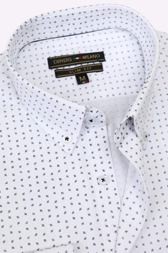 White Print Pattern Casual Shirt - Image 2