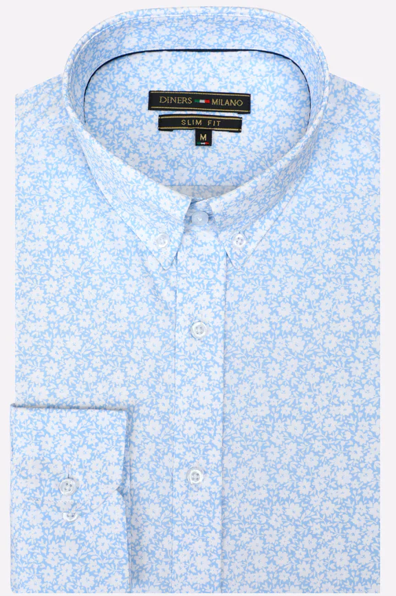 Blue Print Pattern Casual Shirt