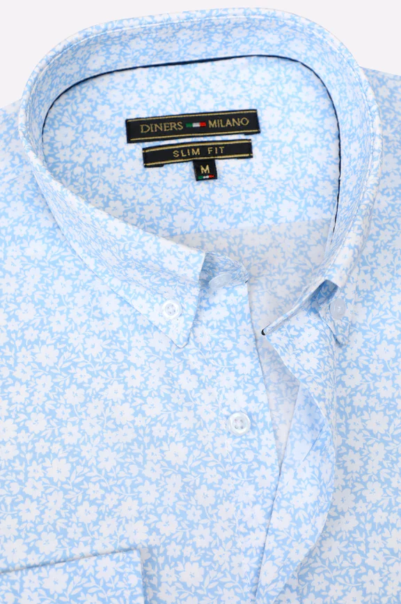 Blue Print Pattern Casual Shirt - Image 2