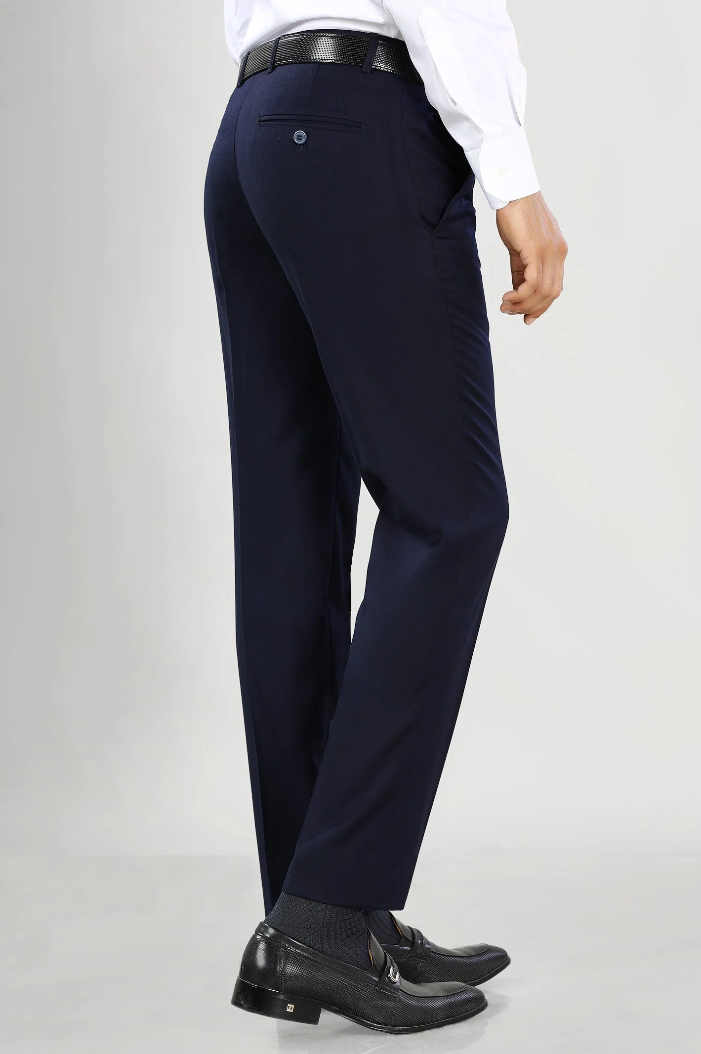 Navy Blue Wash & Wear Smart Fit Trouser - Image 3
