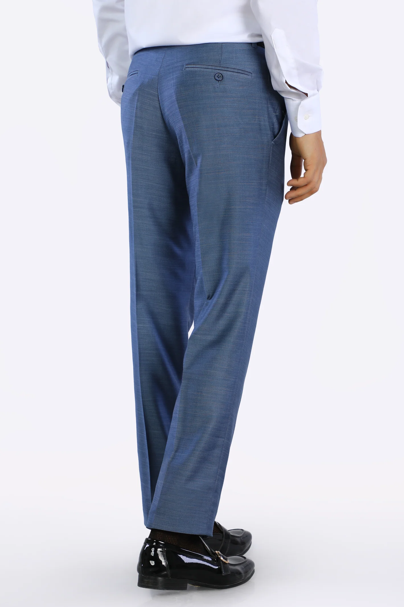 Royal Blue Wash & Wear Regular Fit Trouser - Image 3