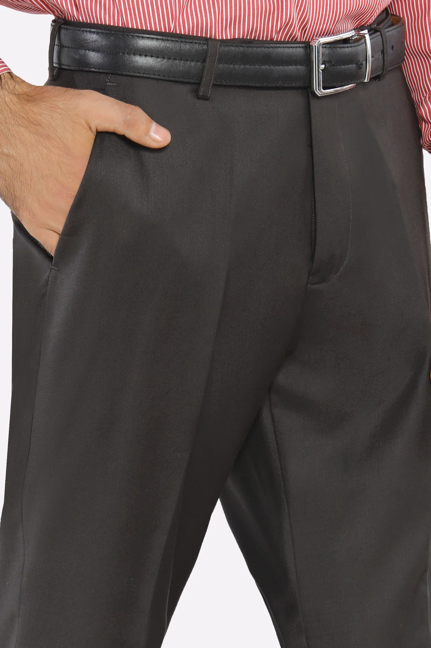Dark Brown Regular Fit Formal Trouser - Image 2
