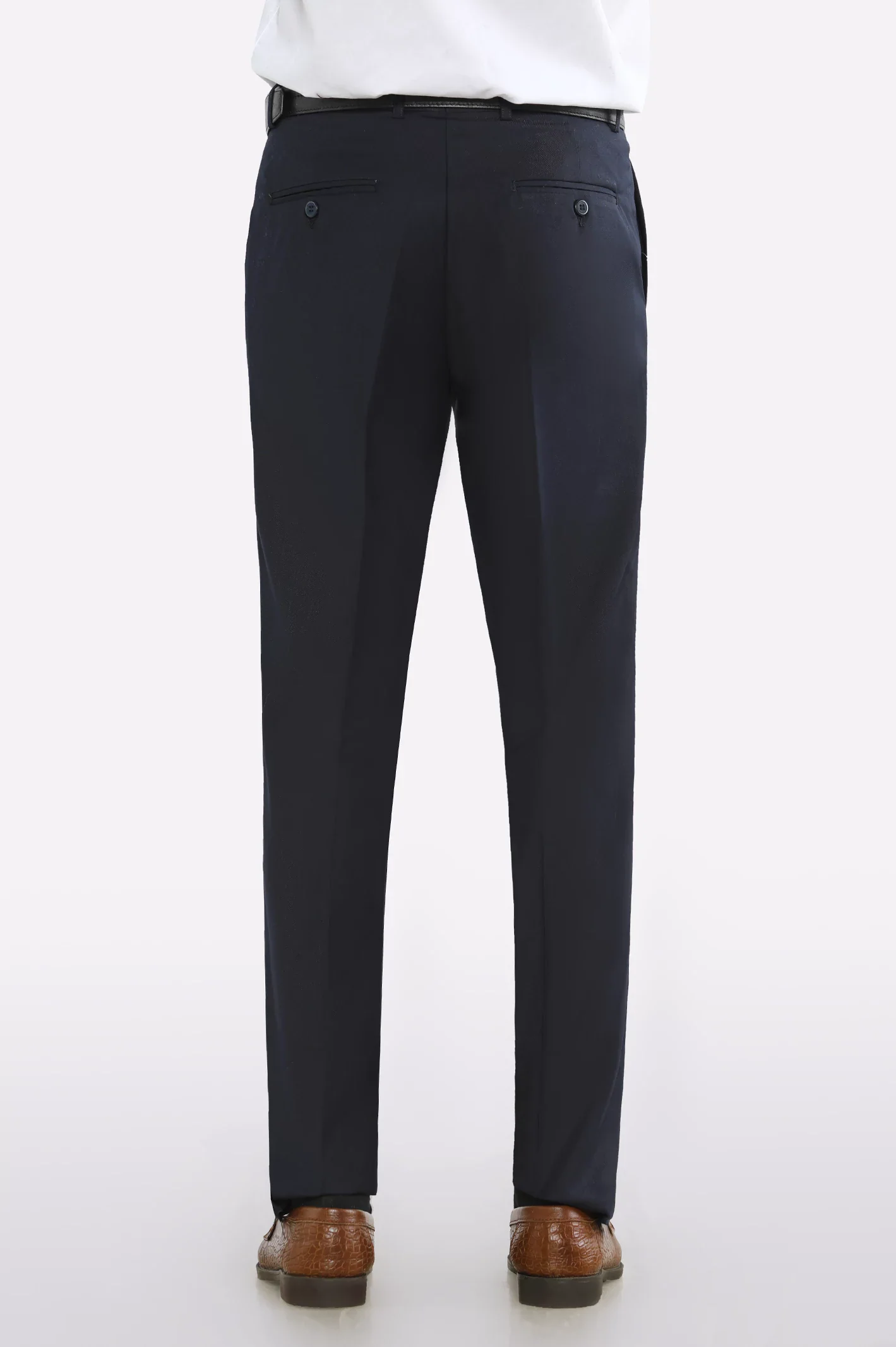 Navy Blue Regular Fit Formal Trouser - Image 3