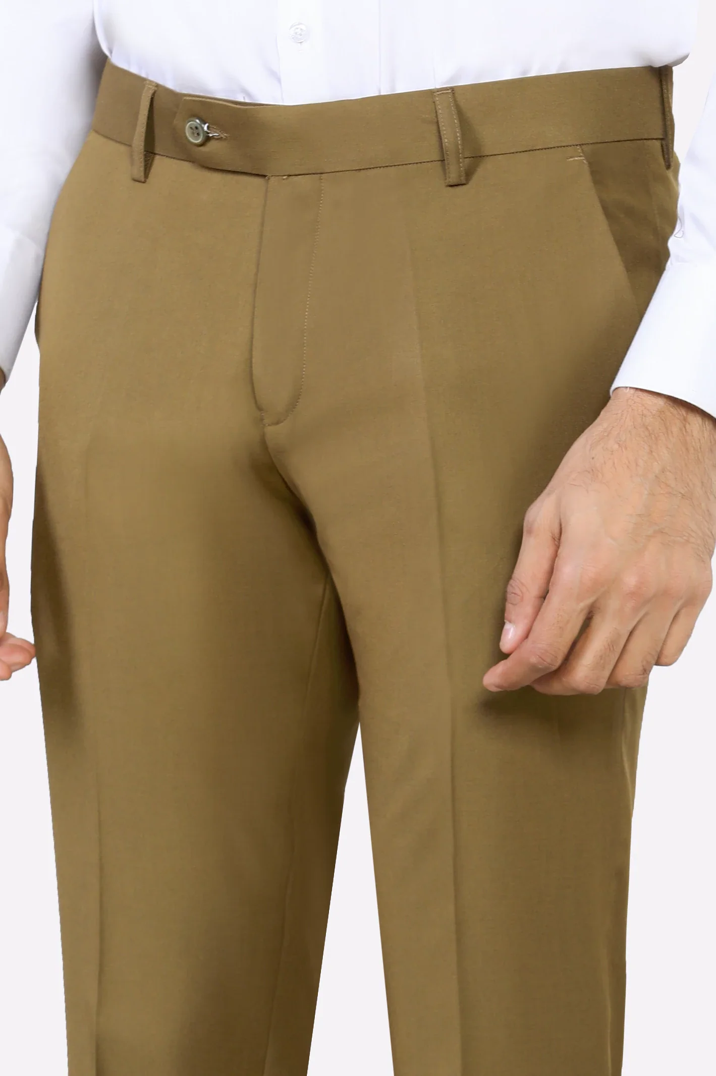 Khaki Slim Fit Formal Trouser - Image 2