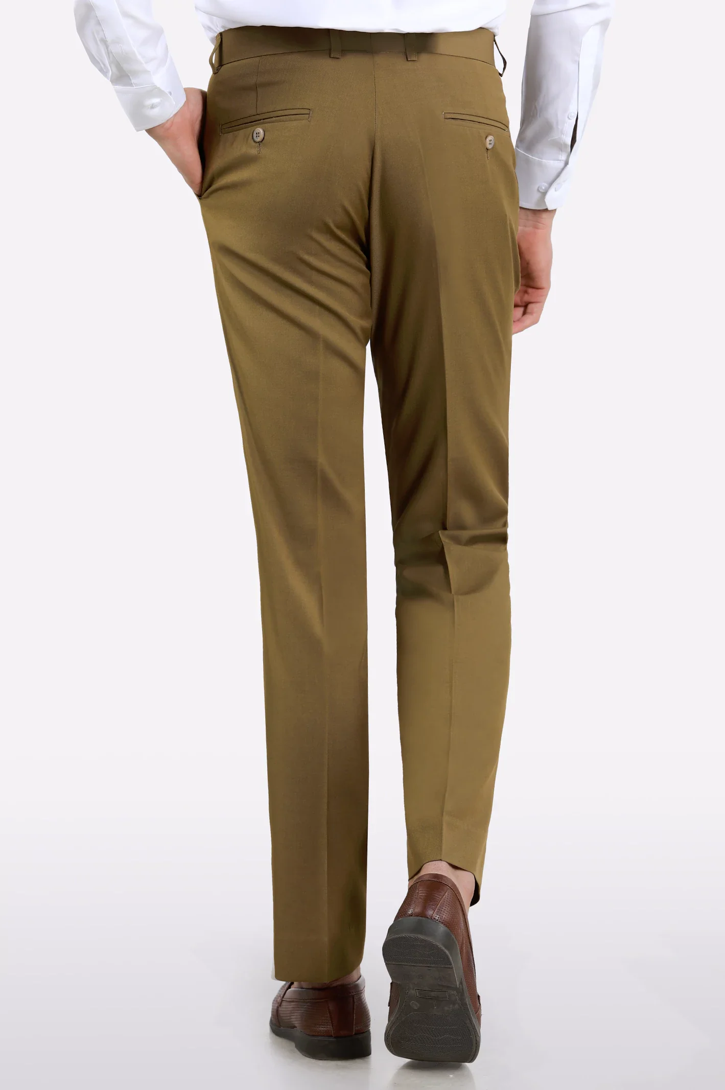 Khaki Regular Fit Formal Trouser - Image 3