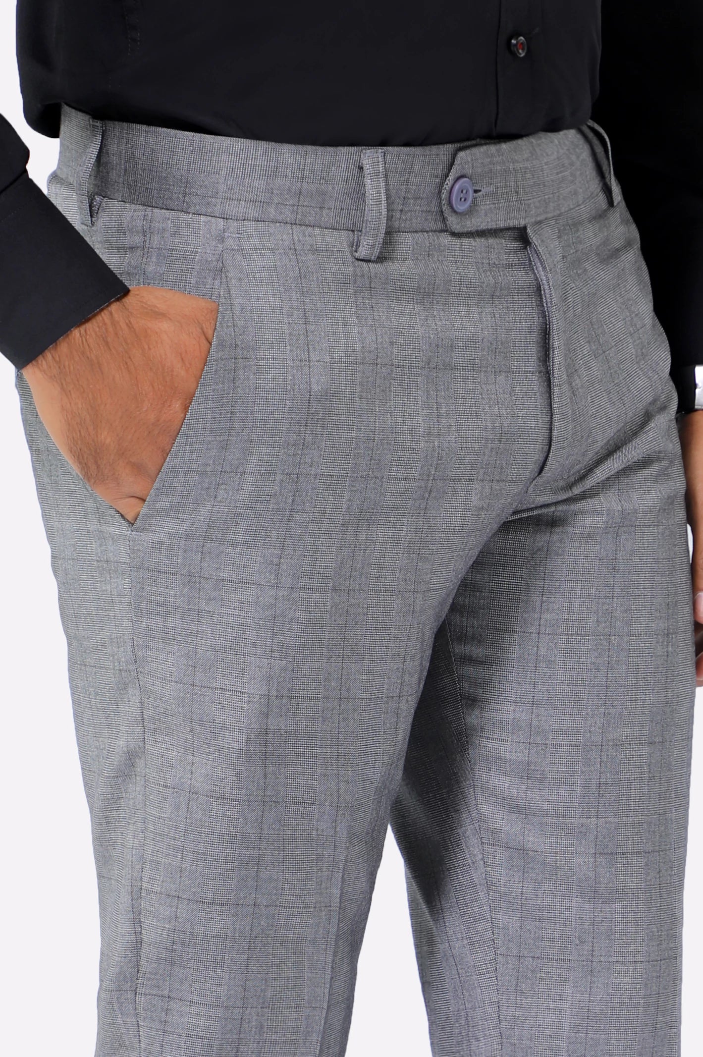 Light Grey Slim Fit Formal Trouser - Image 2