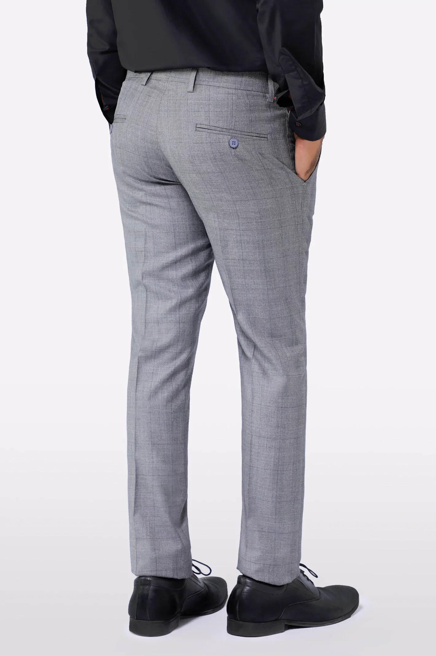 Light Grey Slim Fit Formal Trouser - Image 3