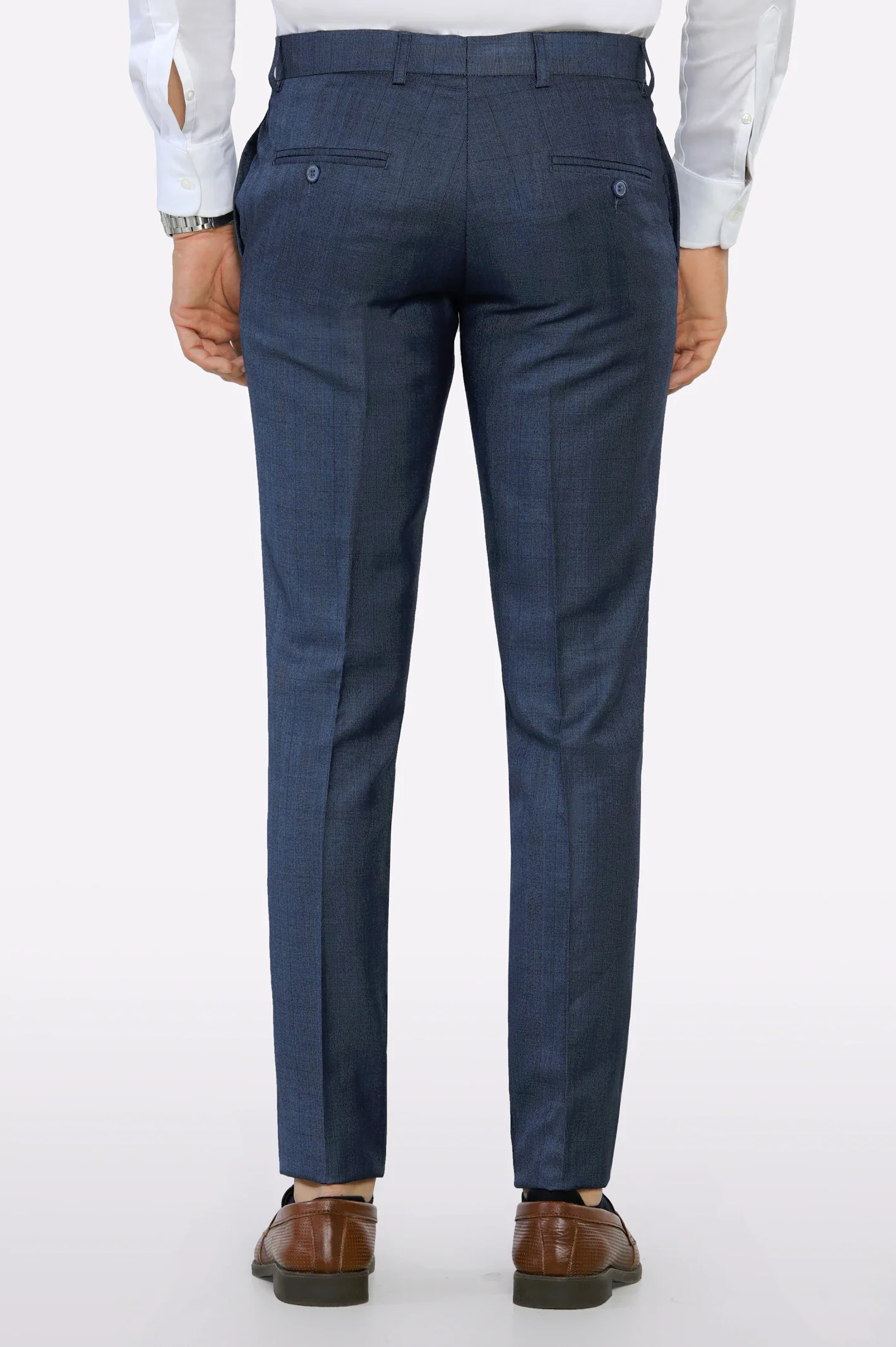 Royal Blue Slim Fit Formal Trouser - Image 3