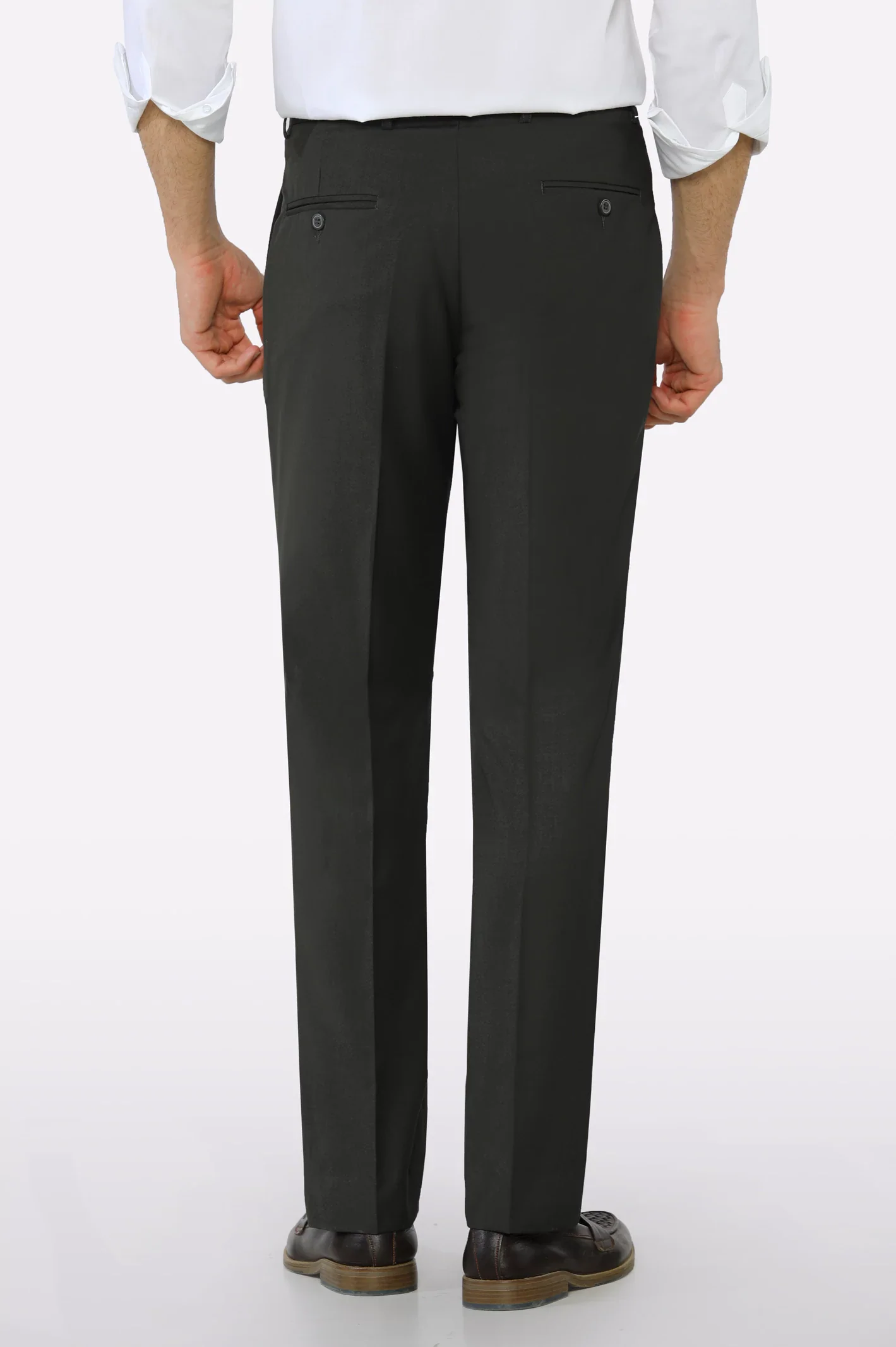 Dark Olive Regular Fit Formal Trouser - Image 3