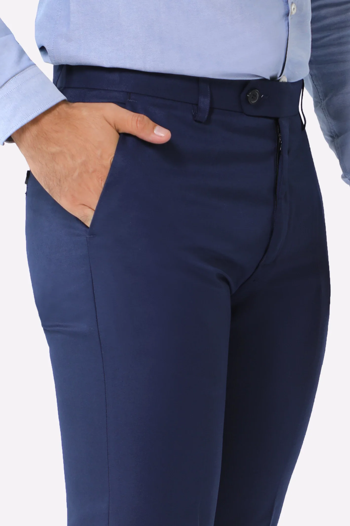 Navy Blue Regular Fit Formal Trouser - Image 2