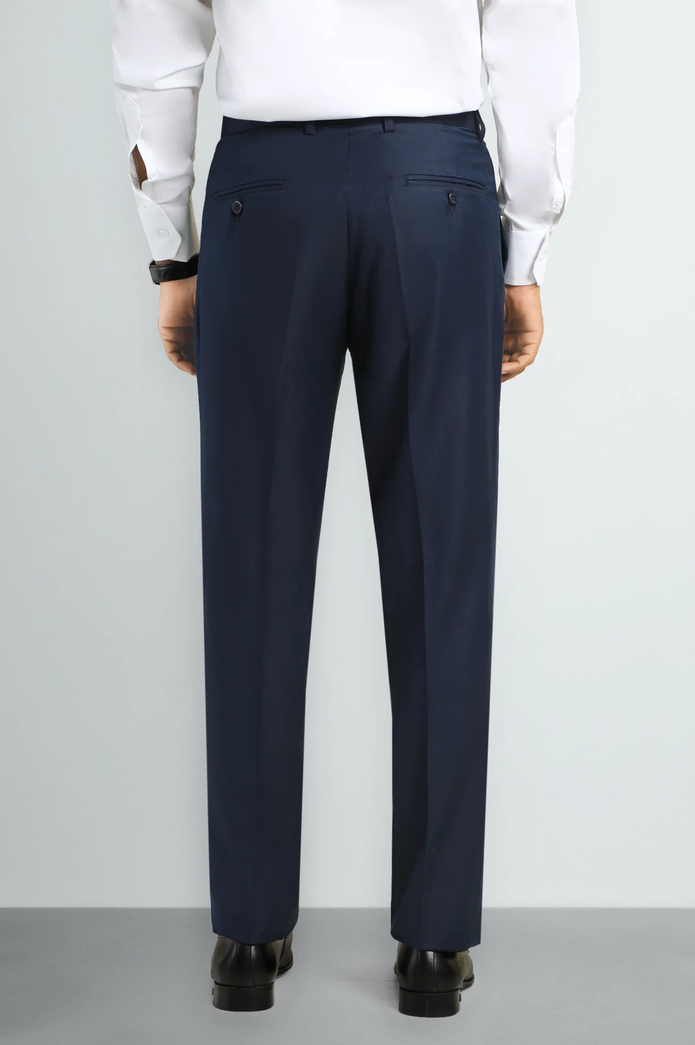 Navy Blue Regular Fit Formal Trouser - Image 3