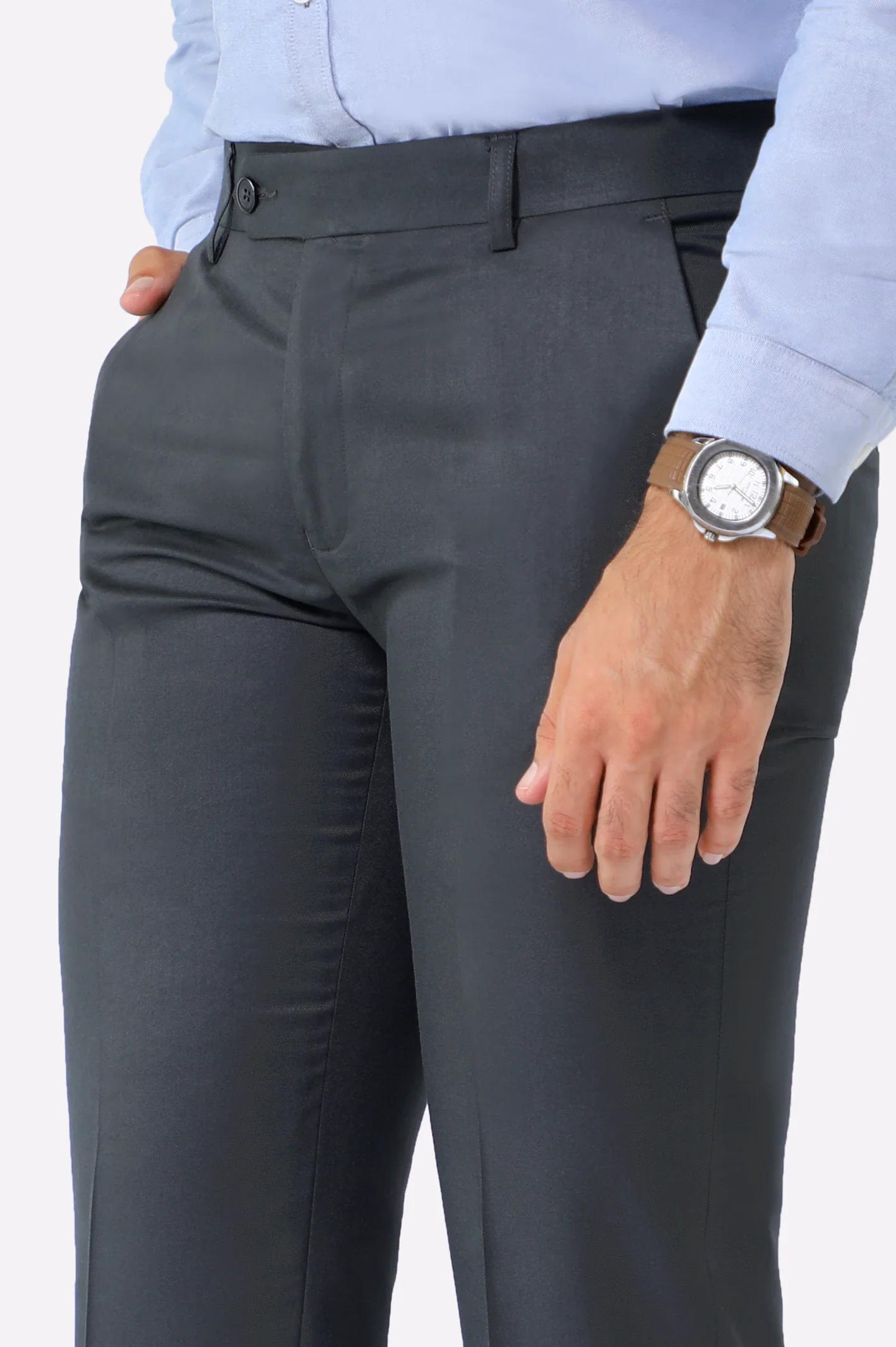Dark Grey Smart Fit Formal Trouser - Image 2