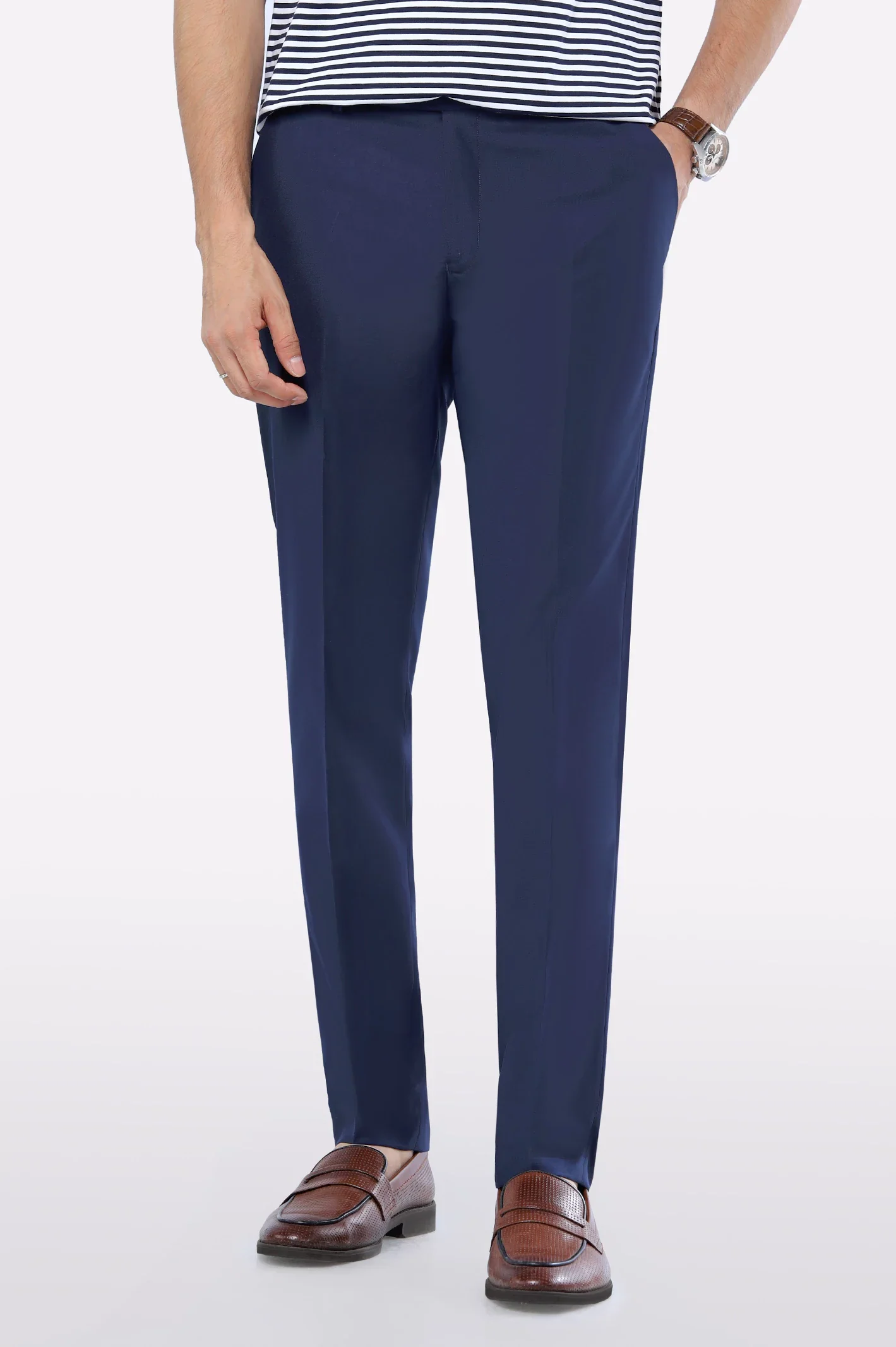 Navy Blue Slim Fit Formal Trouser