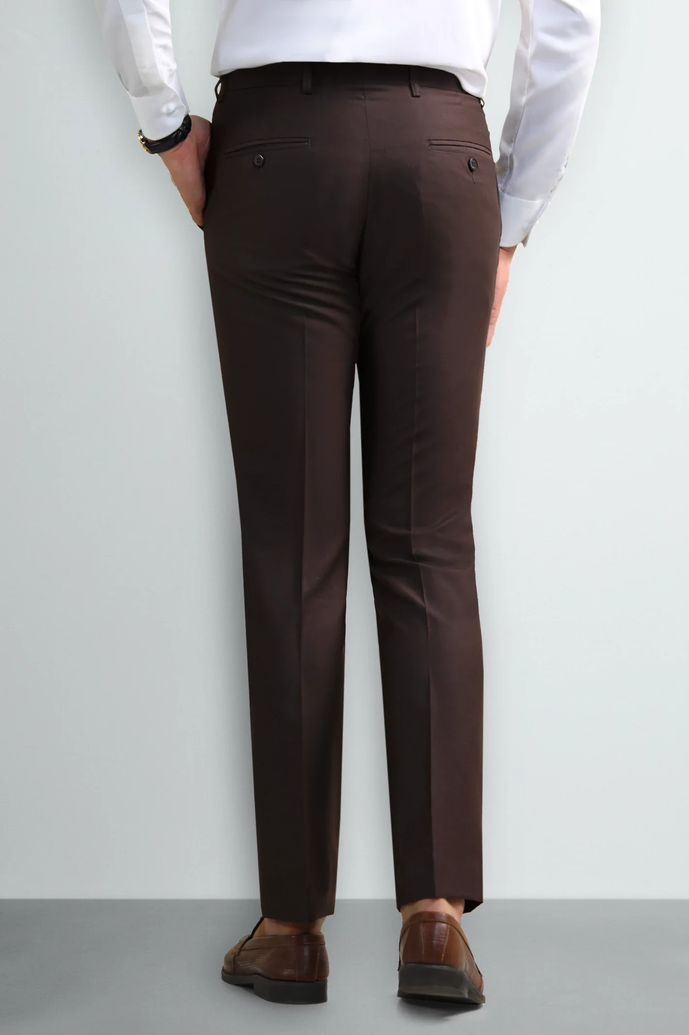 Dark Brown Regular Fit Formal Trouser - Image 3