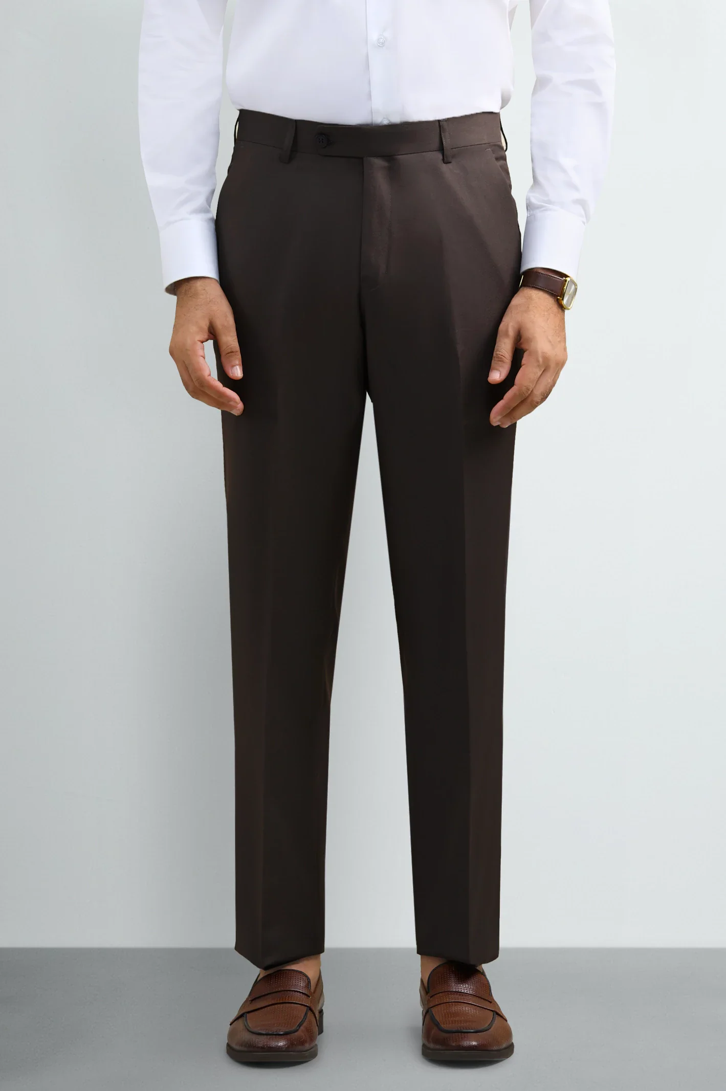 Brown Regular Fit Formal Trouser