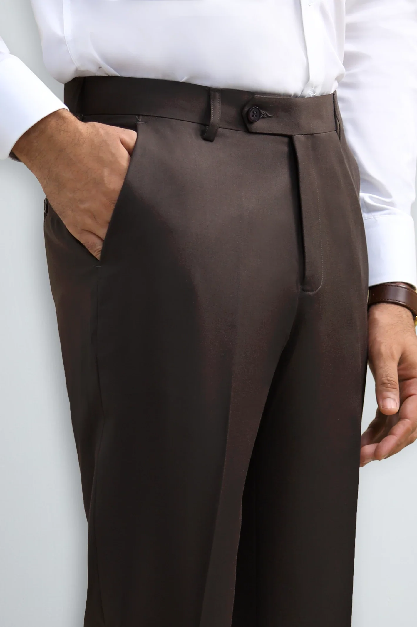 Brown Regular Fit Formal Trouser - Image 2