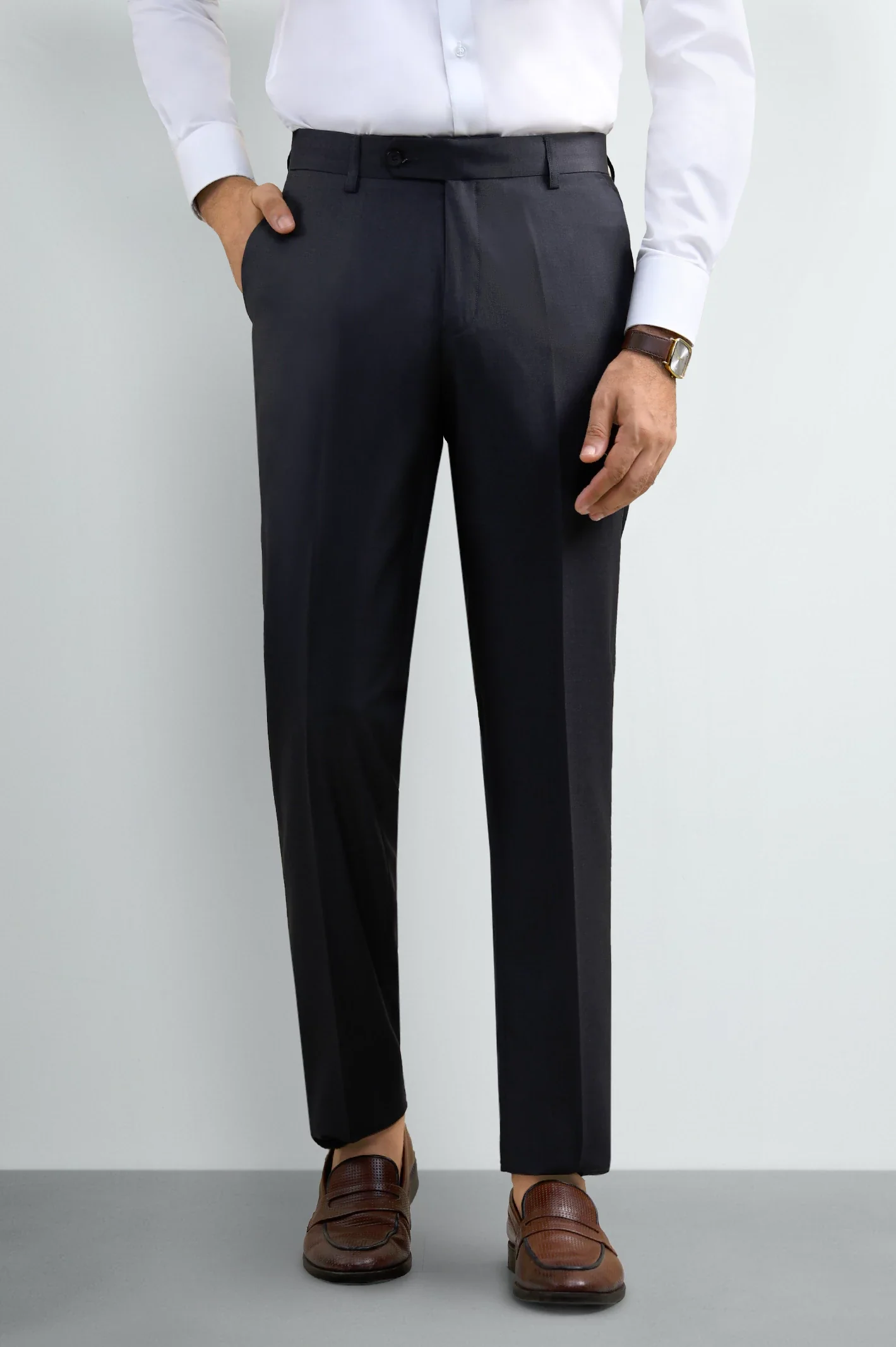 Dark Grey Regular Fit Formal Trouser