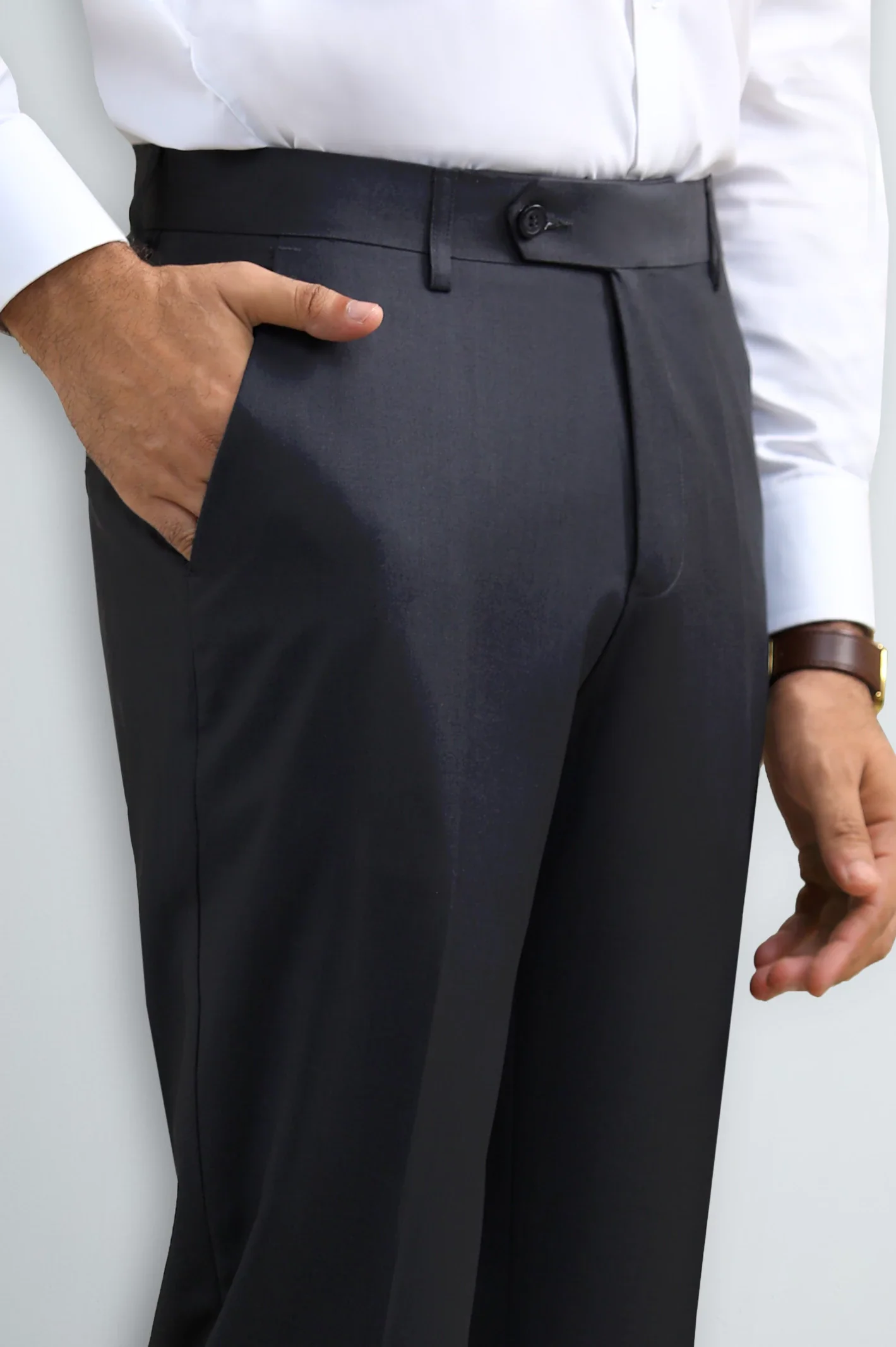 Dark Grey Regular Fit Formal Trouser - Image 2