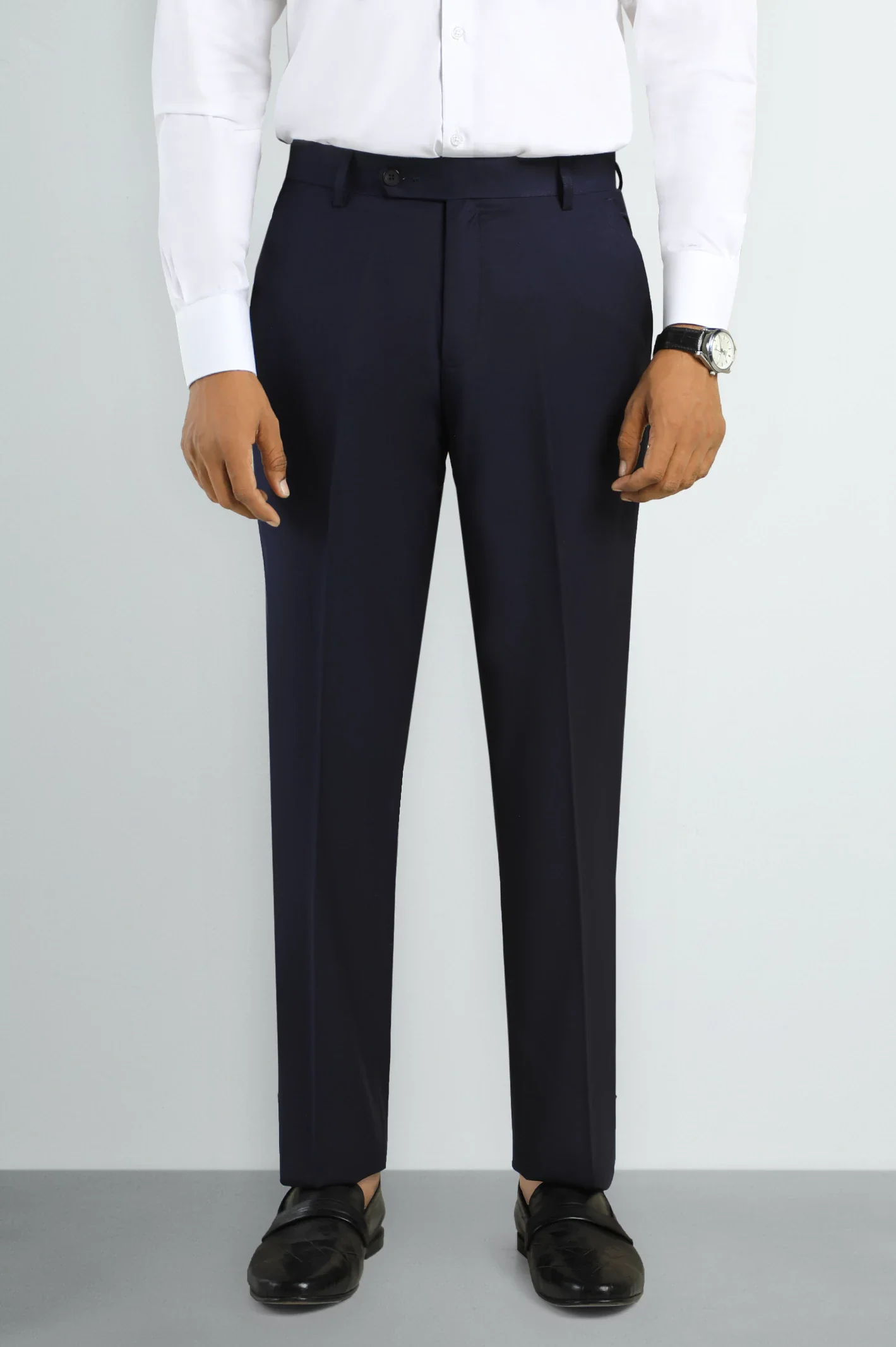 Navy Blue Regular Fit Formal Trouser