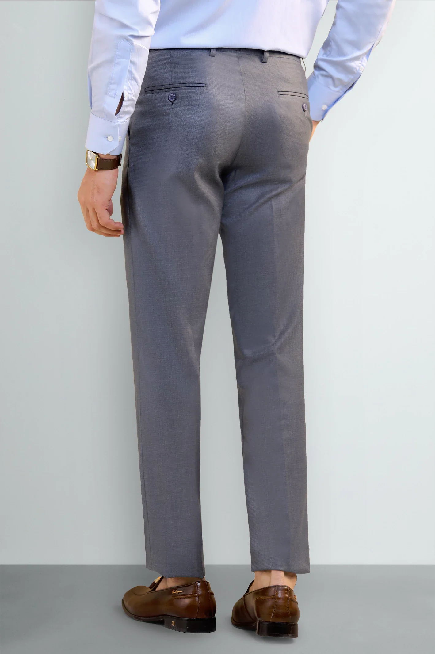 Grey Regular Fit Formal Trouser - Image 3