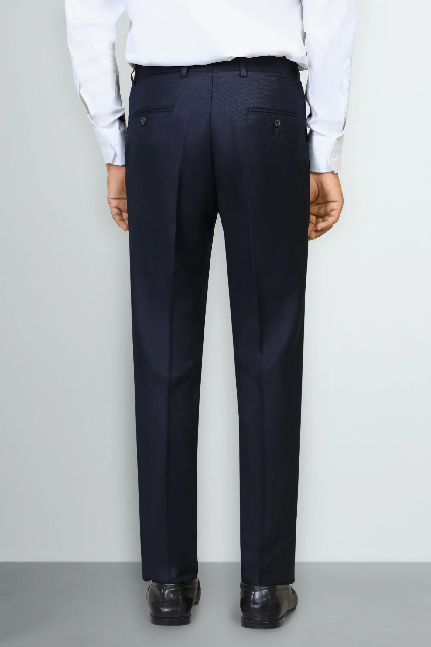 Navy Blue Regular Fit Formal Trouser - Image 3